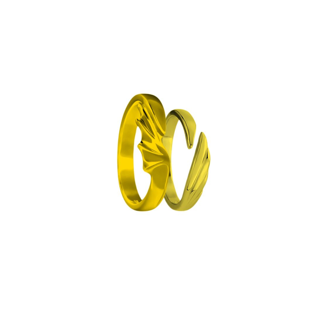 Aliança Dragon (Par) | Alianças de Prata 925 Banhadas à Ouro 18K