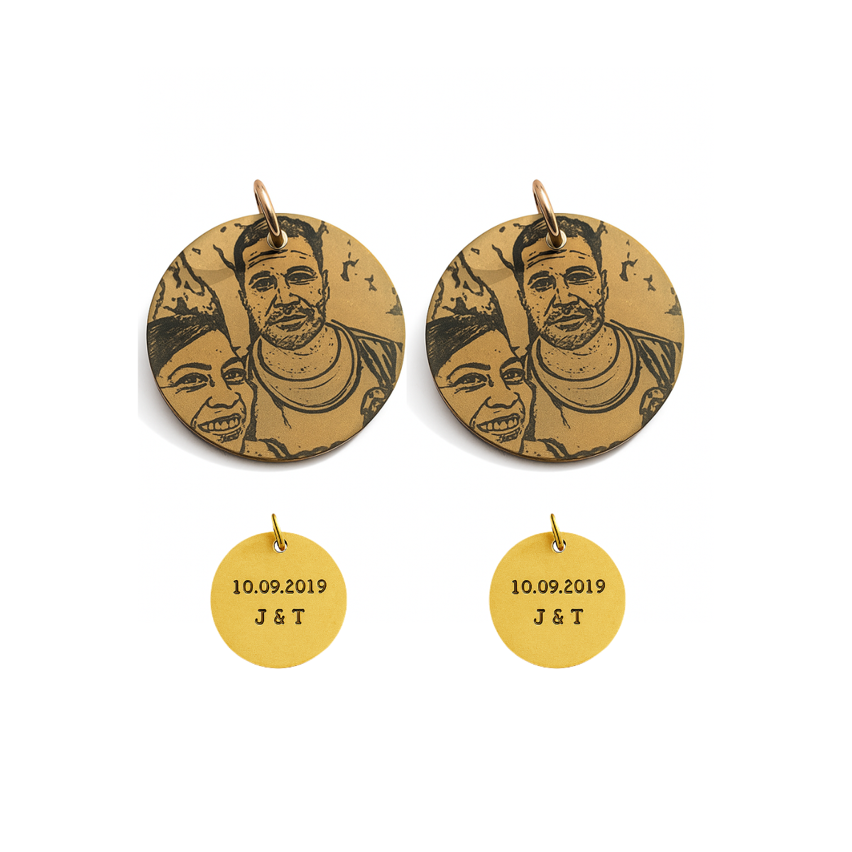 Colar Memória Eterna (Par) | 2 Colares Personalizados com Fotos Desenhadas | Aço Inoxidável | Garantia Vitalícia