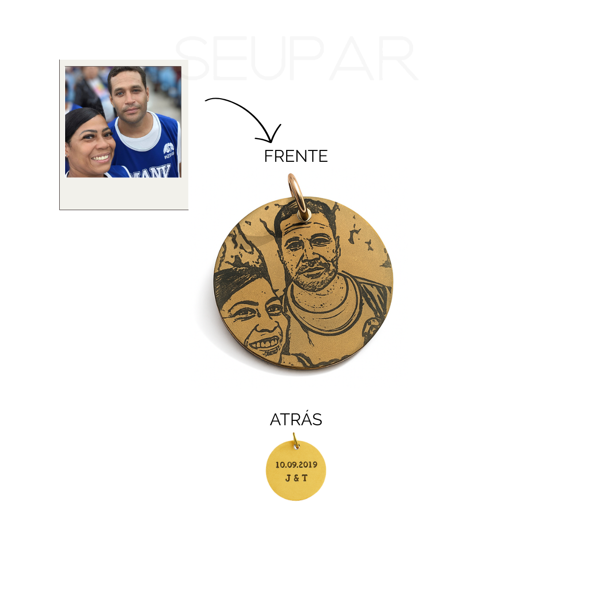 Colar Memória Eterna (Par) | 2 Colares Personalizados com Fotos Desenhadas | Aço Inoxidável | Garantia Vitalícia