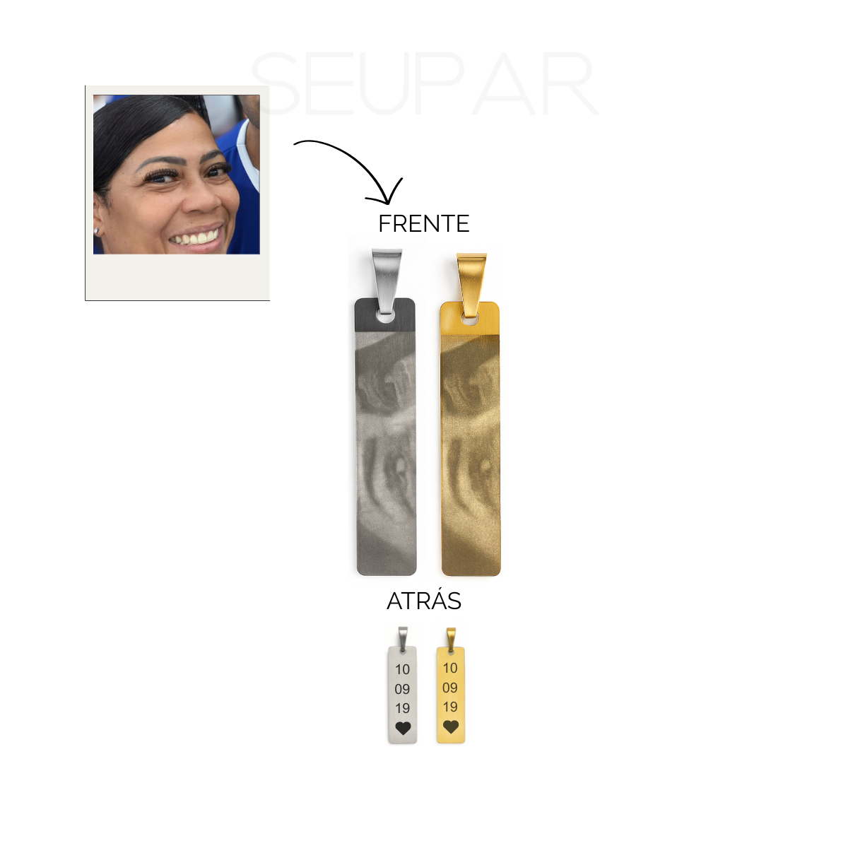 Colar Olhar Eterno (Par) | 2 Colares Personalizados com Fotos Realistas | Aço Inoxidável | Garantia Vitalícia