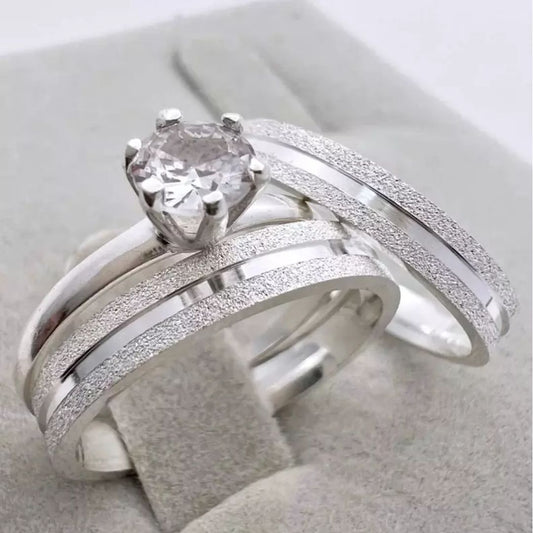 Aliança Diamond (Par) + Solitária | Alianças de Prata 925 diamantadas