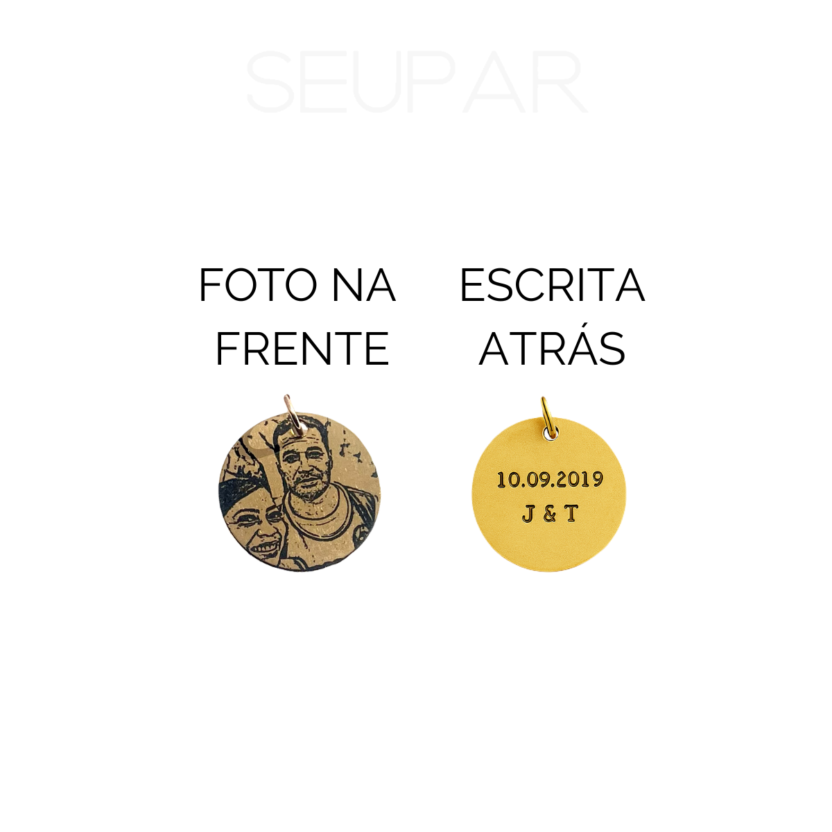 Colar Memória Eterna (Par) | 2 Colares Personalizados com Fotos Desenhadas | Aço Inoxidável | Garantia Vitalícia